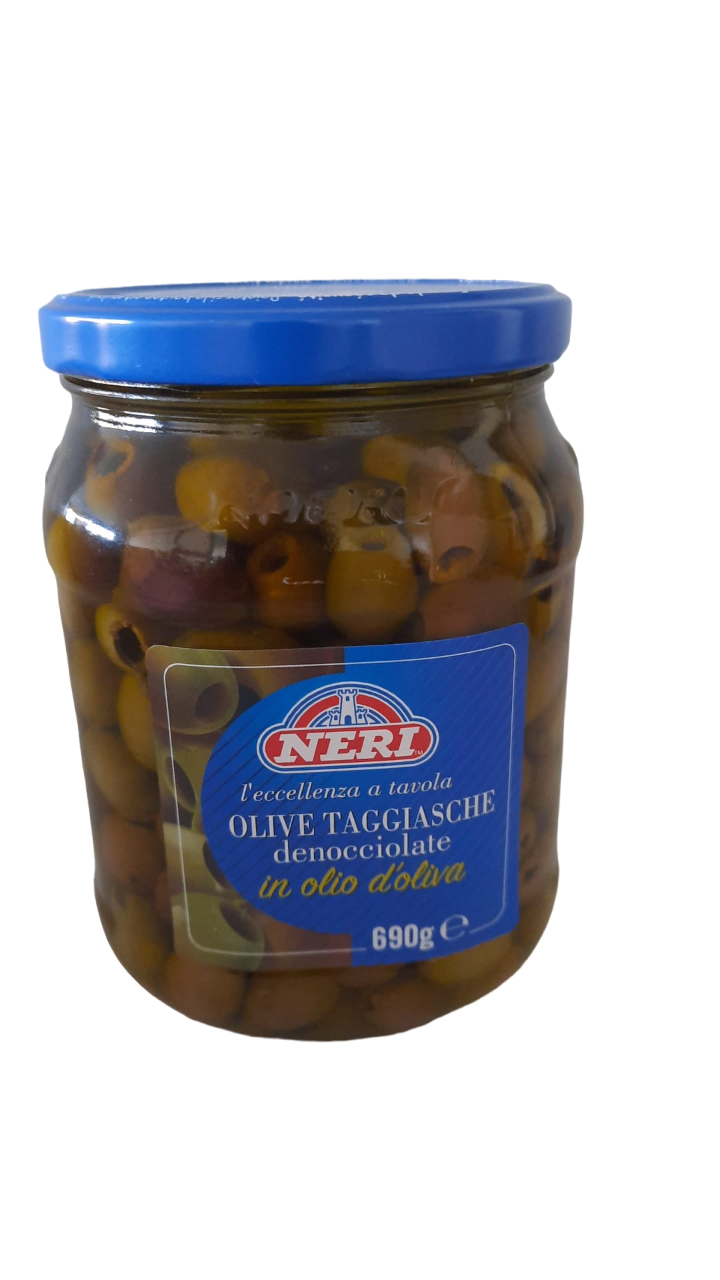 Olive taggiasche denocciolate in olio. gr 690 Neri